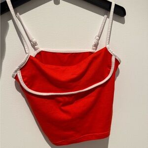 Red and White Strappy Crop Top